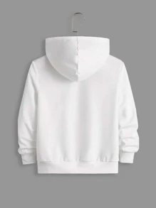 SHEIN Leap Crew Boys Patch Detail Hoodie & Joggers - White - View 6