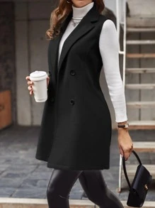 SHEIN Clasi 雙排扣翻領無袖外套