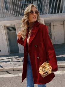 SHEIN Clasi 素色雙排釦花呢外套