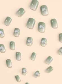 Transform Your Nails with 24pcs Short Oval Gradient 3d Fake Nails Easy Wearable Detachable Press On Nails & 1pc Nail File & 1sheet Tape - Multicolor - View 5