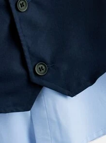 SHEIN 男孩前蝴蝶結襯衫和夾克背心和褲子