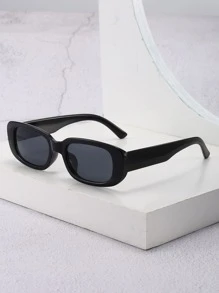 Men Geometric Frame Sunglasses - Black - View 1