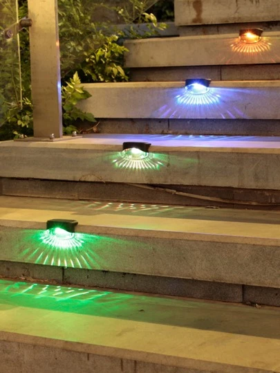 1入組彩色防水太陽能草坪燈用於室外樓梯庭院花園發光太陽能燈