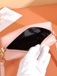 Mini Geometric Quilted Square Bag - Pink - View 5