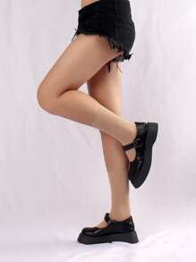 Solid Crew Socks & Over The Calf Socks & Over The Knee Socks - Apricot - View 4