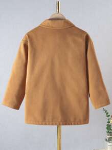 Áo bành tô cho bé trai Túi Nút phía trước màu trơn Giải trí - màu nâu - Xem 2