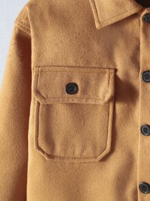 Áo bành tô cho bé trai Túi Nút phía trước màu trơn Giải trí - màu nâu - Xem 4