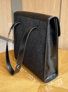 輕薄便攜大容量休閒時尚按扣翻蓋單肩手提包適合女孩、女士、大學生、新秀和白領秋季、冬季必備、工作、辦公室、通勤、學院、秋冬、戶外 - 黑色 - 查看 6