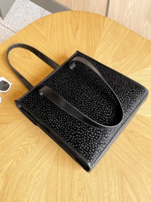 輕薄便攜大容量休閒時尚按扣翻蓋單肩手提包適合女孩、女士、大學生、新秀和白領秋季、冬季必備、工作、辦公室、通勤、學院、秋冬、戶外 - 黑色 - 查看 7