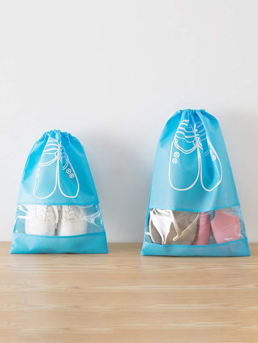1入組鞋收納袋無紡布旅行便攜防水袋衣物分類掛袋 - 藍色 - 查看 1