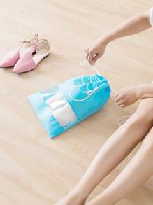 1入組鞋收納袋無紡布旅行便攜防水袋衣物分類掛袋 - 藍色 - 查看 5