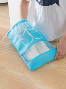 1入組鞋收納袋無紡布旅行便攜防水袋衣物分類掛袋 - 藍色 - 查看 2