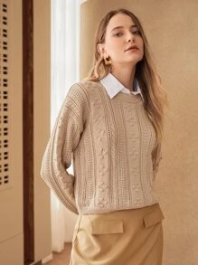MOTF PREMIUM WOOL-MIX POM POM SWEATER - Khaki - View 3