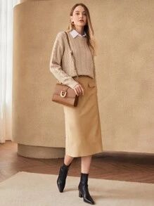 MOTF PREMIUM WOOL-MIX POM POM SWEATER - Khaki - View 6