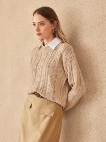 MOTF PREMIUM WOOL-MIX POM POM SWEATER - Khaki - View 8