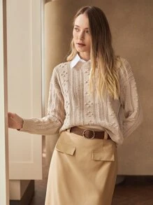 MOTF PREMIUM WOOL-MIX POM POM SWEATER - Khaki - View 9