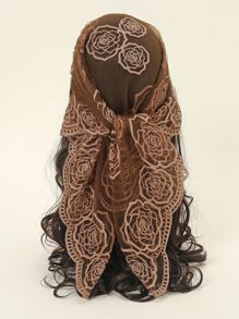 1件女士时尚刺绣薄款透气头巾围巾