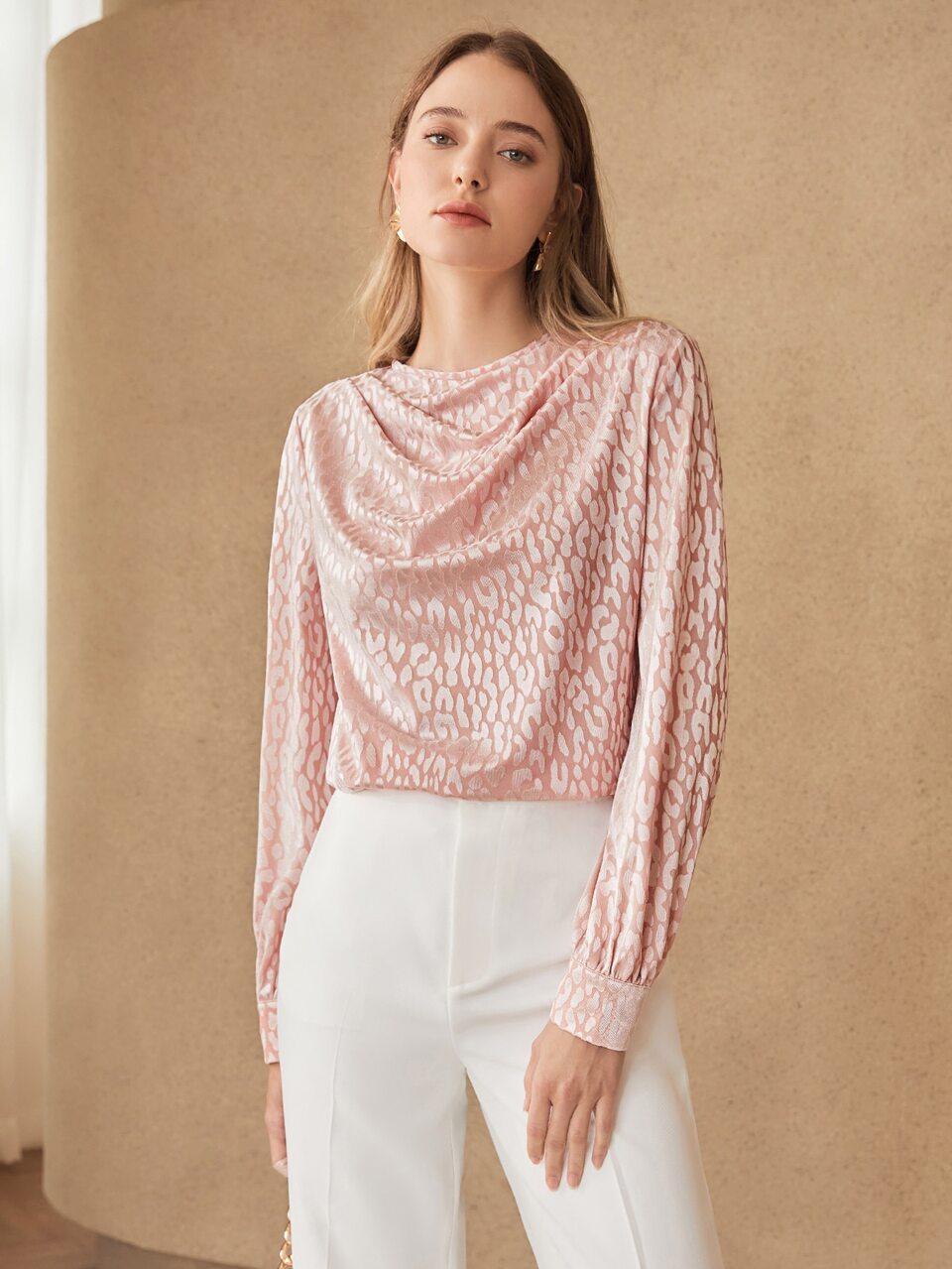 MOTF VELVET LEOPARD DRAPED TOP