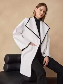 MOTF PREMIUM WOOL-MIX OPEN FRONT OVERCOAT - White - View 2