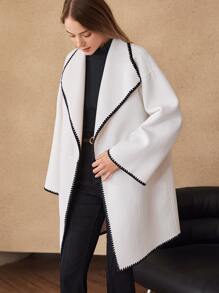 MOTF PREMIUM WOOL-MIX OPEN FRONT OVERCOAT - White - View 4