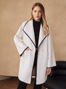 MOTF PREMIUM WOOL-MIX OPEN FRONT OVERCOAT - White - View 7