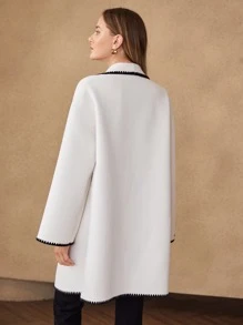 MOTF PREMIUM WOOL-MIX OPEN FRONT OVERCOAT - White - View 9