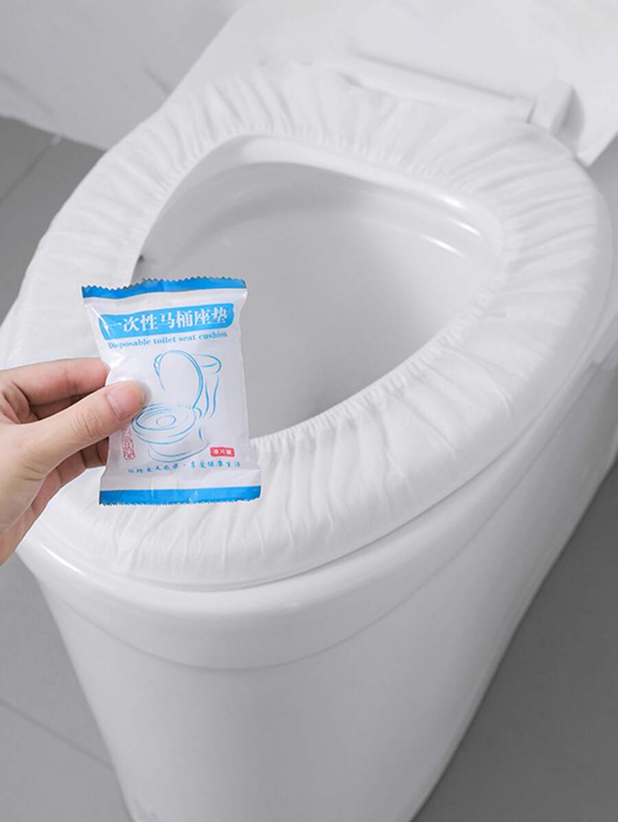 5pcs Plain Portable Disposable Toilet Cover - White - View 1