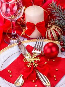 1pc Gold Christmas Napkin Ring, Christmas Snowflake Napkin Holder, Holiday Table Decoration - Gold - View 2