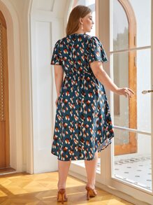 SHEIN Clasi Vestido con estampado de cuello cruzado sin cinturón - Multicolor - Ver 3