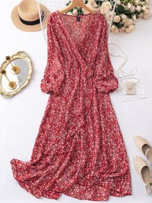 SHEIN LUNE 大碼碎花燈籠袖洋裝