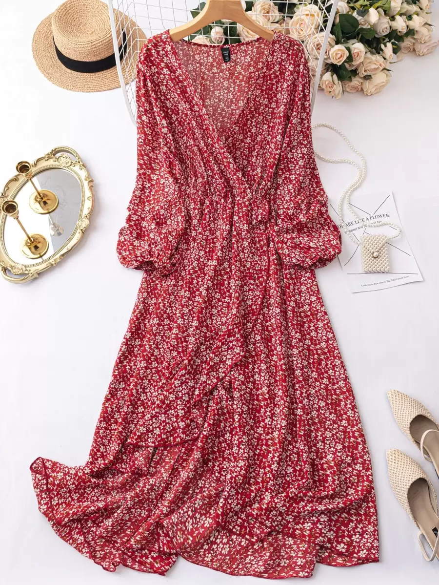 SHEIN LUNE 大碼碎花燈籠袖洋裝