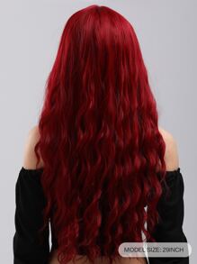 Water Wave Wigs With Bangs 28 Inches Heat Resistant Fiber Long Wavy Deep Wave Synthetic Wigs For Women Party Daily Used - Burgundy - View 5