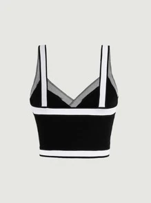 SHEIN MOD Contrast Tape Detail Wide Straps Top,Halloween,Concert Outfits For Women,Back To School