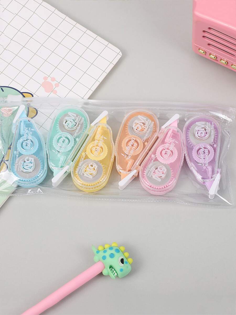 6pcs Plastic Plain Correction Tape - Multicolor - View 1
