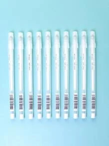 10入組字母圖案中性筆 - 白色 - 查看 2