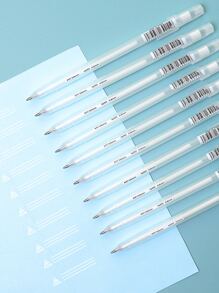 10入組字母圖案中性筆 - 白色 - 查看 3