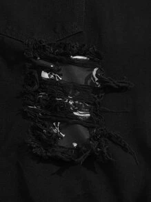 Manfinity NXTstreet Men Cotton Studded Detail Ripped Vest Denim Jacket - Black - View 6