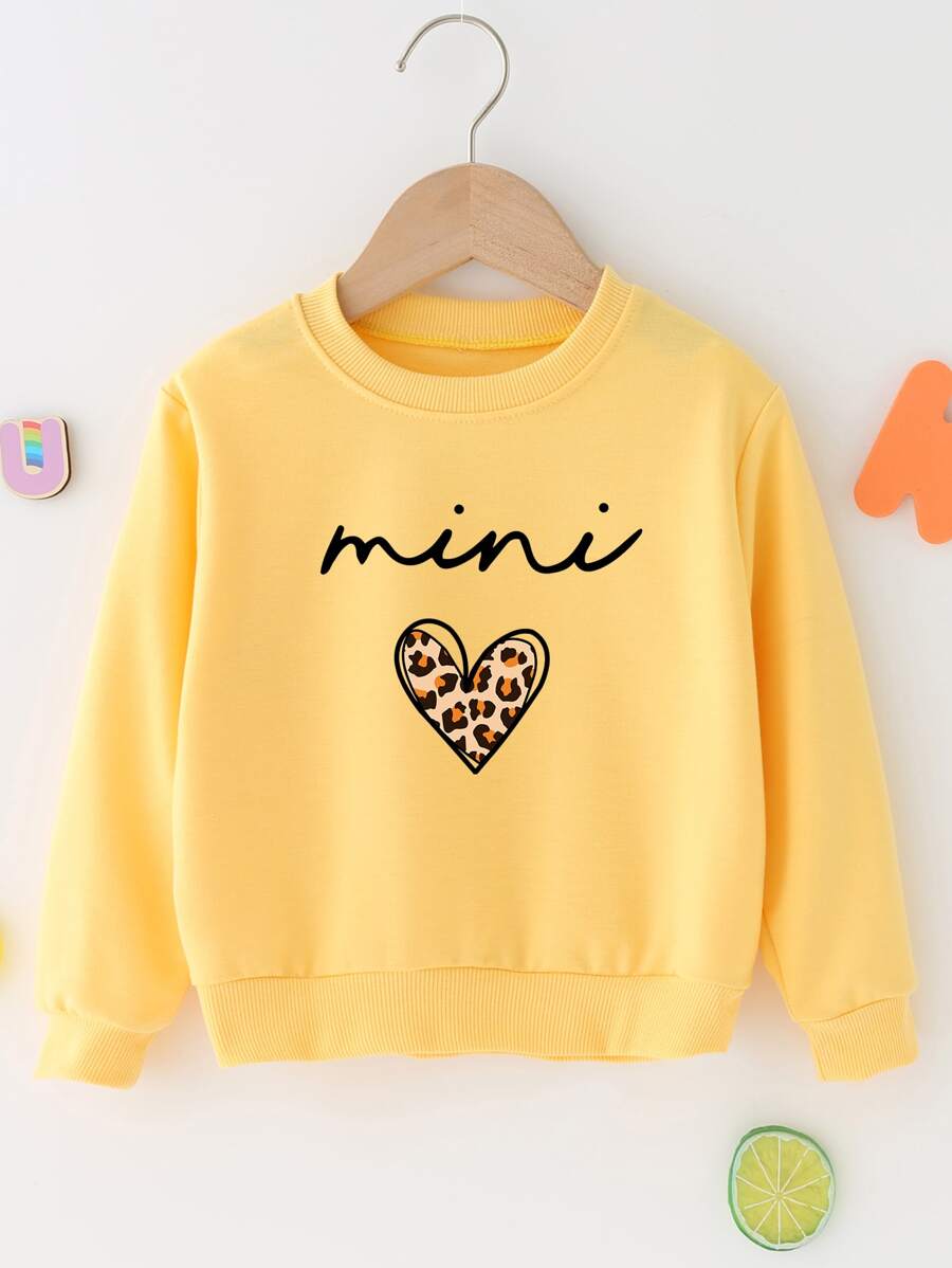 Toddler Girls 1pc Letter & Leopard Graphic Sweatshirt - Yellow - View 1