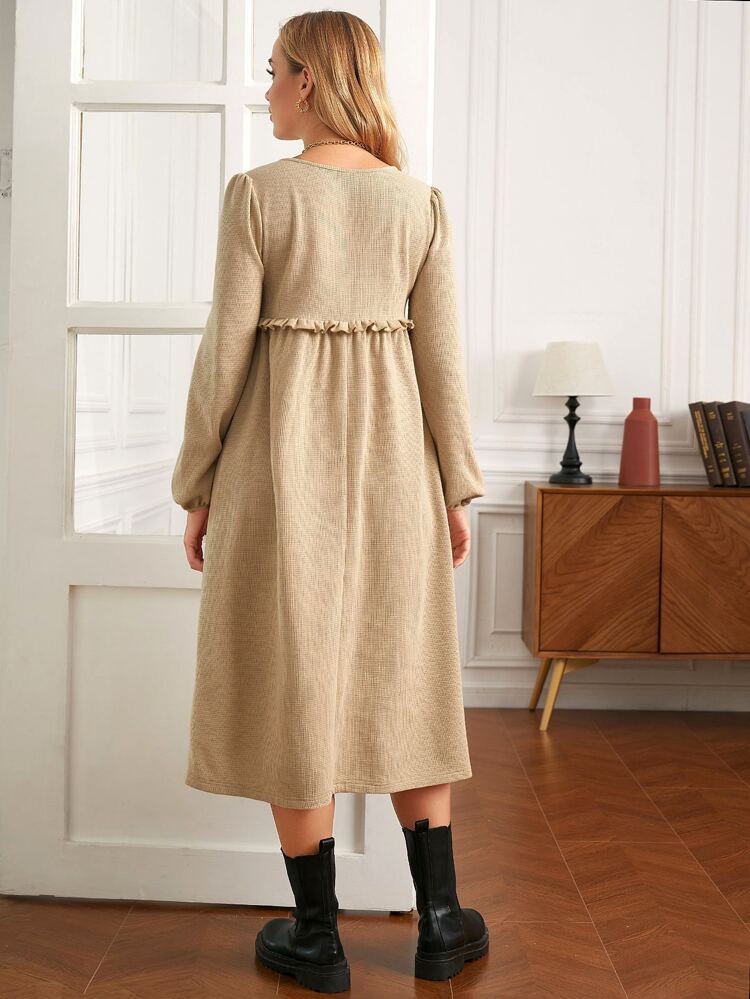 Maternity Frill Trim Solid Dress