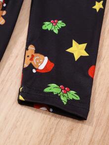 小女童聖誕圖案洋裝和頭巾