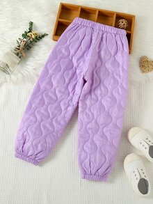 Toddler Girls Solid Onion Quilted Trousers - Lilac Purple - View 2