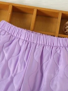 Toddler Girls Solid Onion Quilted Trousers - Lilac Purple - View 3