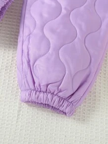 Toddler Girls Solid Onion Quilted Trousers - Lilac Purple - View 5