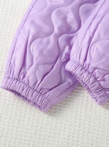 Toddler Girls Solid Onion Quilted Trousers - Lilac Purple - View 6