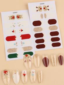 FULL BEAUTY Christmas 2sheets Snowman Pattern Nail Art Sticker & 2pcs Nail File - Multicolor - View 1