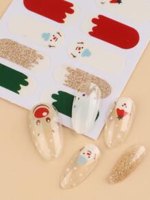 FULL BEAUTY Christmas 2sheets Snowman Pattern Nail Art Sticker & 2pcs Nail File - Multicolor - View 2