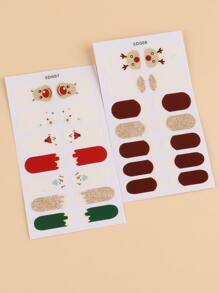 FULL BEAUTY Christmas 2sheets Snowman Pattern Nail Art Sticker & 2pcs Nail File - Multicolor - View 6