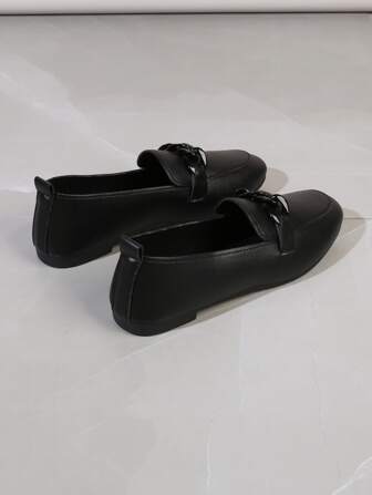 Fall/Winter Chain Decor Slip-On Flat Loafers