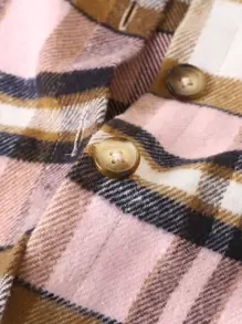 Casaco com Capuz de Estampa Xadrez para Jovem Menina sem Camiseta