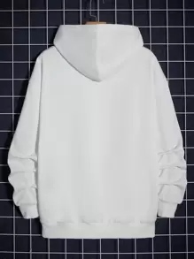 RueChic Sudadera con capucha con cordón estampado de letras para hombre